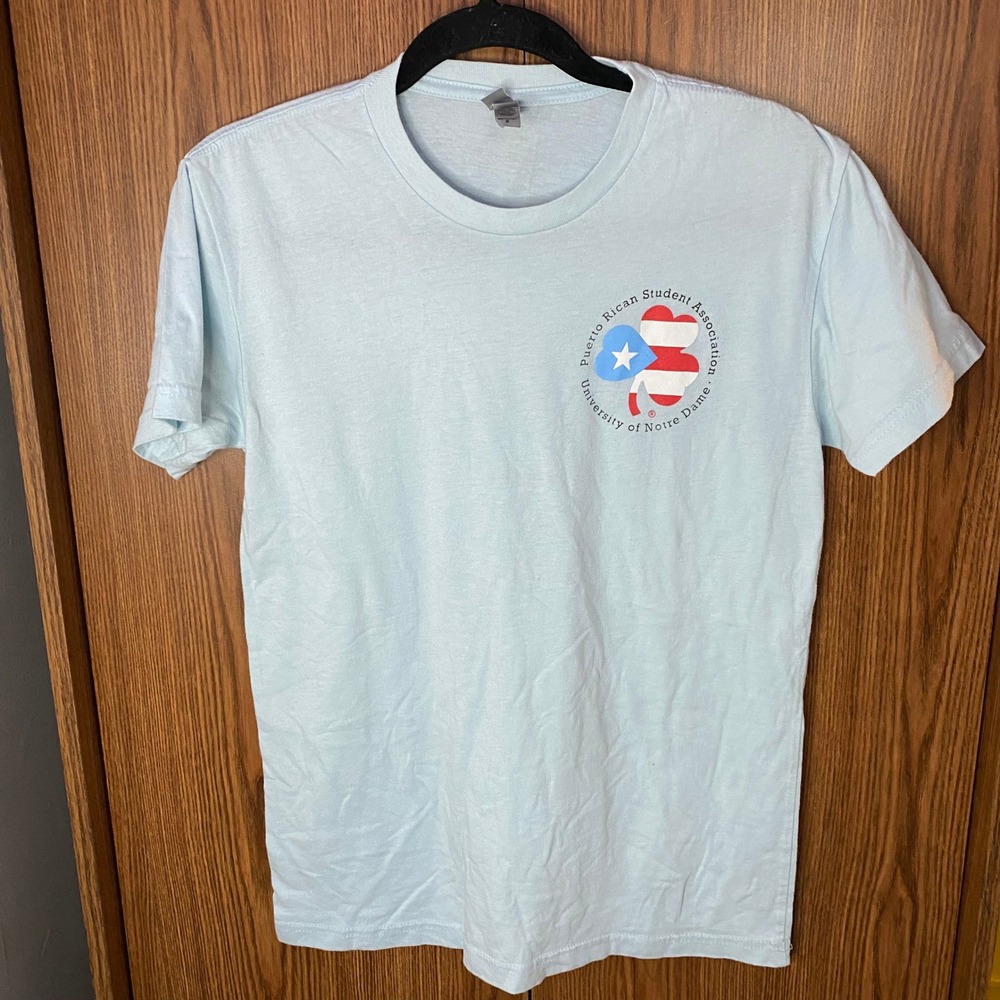 Next Level T-Shirt Women Small Light Blue Notre Dame Puerto Rican Association
